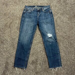 Old navy distressed capri crop boyfriend straight cobalt 0